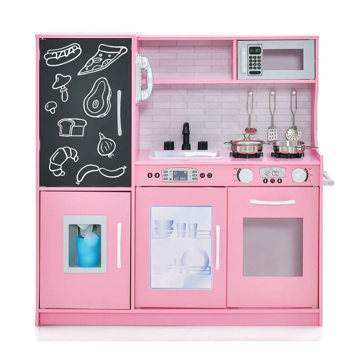 Medinė Vaikiška Virtuvėlė Su Lenta, Rožinė Virtuvėlės