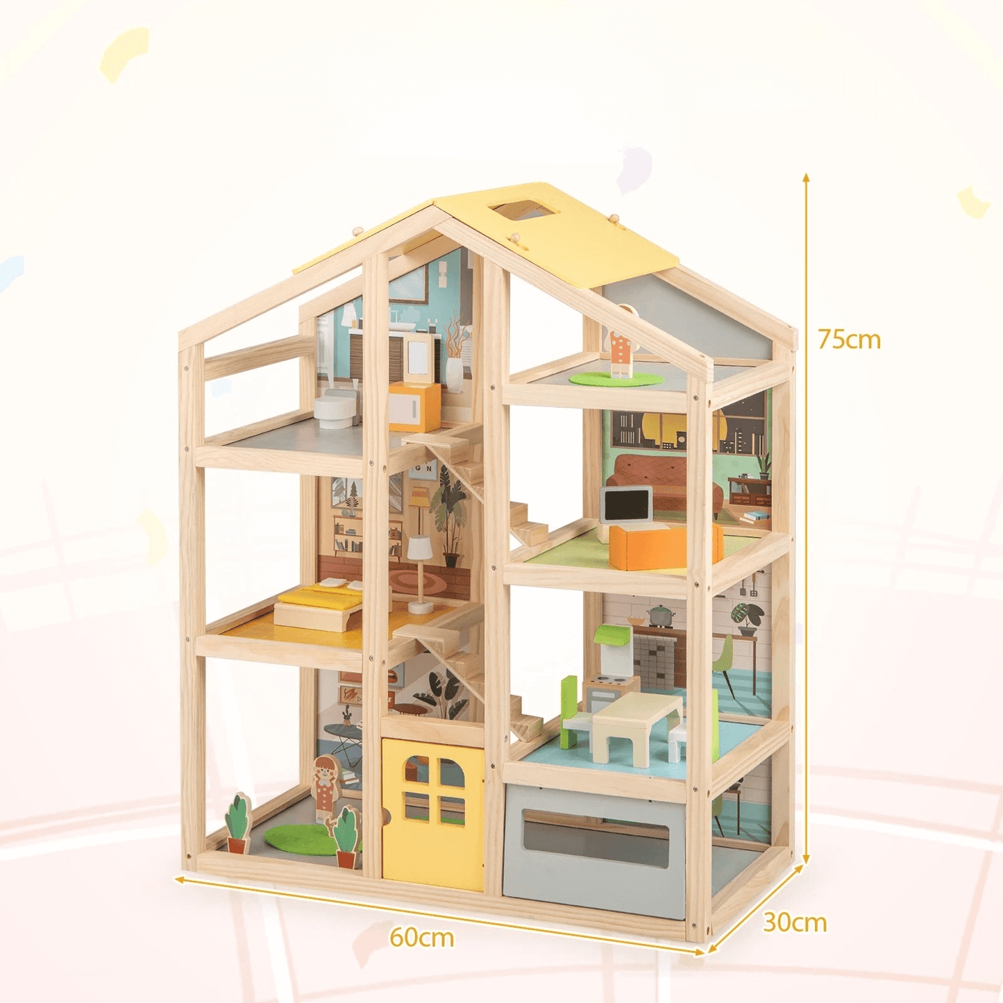 Medinis Lėlių Namelis Su Baldais Ir Figūrėlėmis (3+) Lėlių Namas