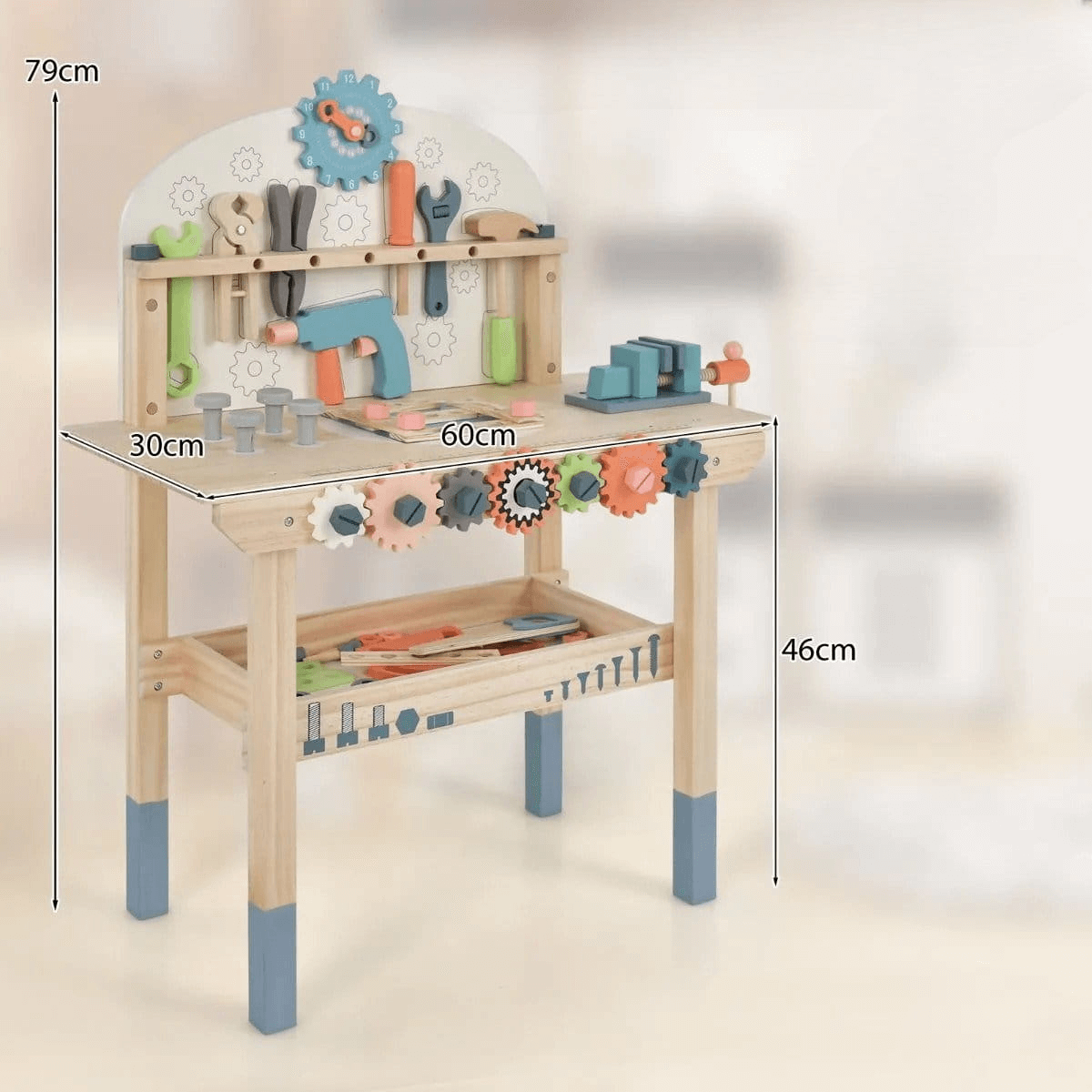 Medinis Vaikiškas Darbastalis Su 8 Įrankiais (3+) Meistro Įrankių stalai