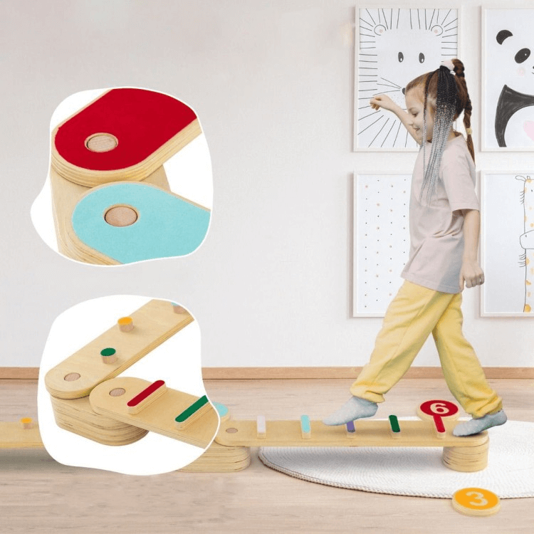 Medinių Balansinių Sijų Rinkinys Vaikams – Montessori Pusiausvyrai Sensoriniai Takeliai