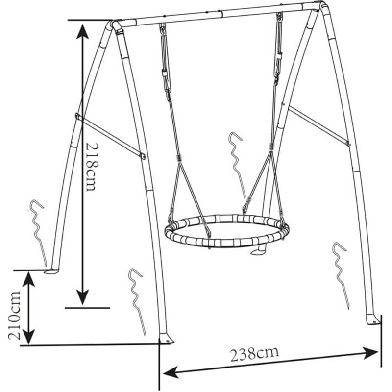 Metalinė Sodo Supynė Axi Su Gandralizdžio Sūpyne, 238 x 210 x 218 cm Sūpynės ir Žaidimų Aikštelės