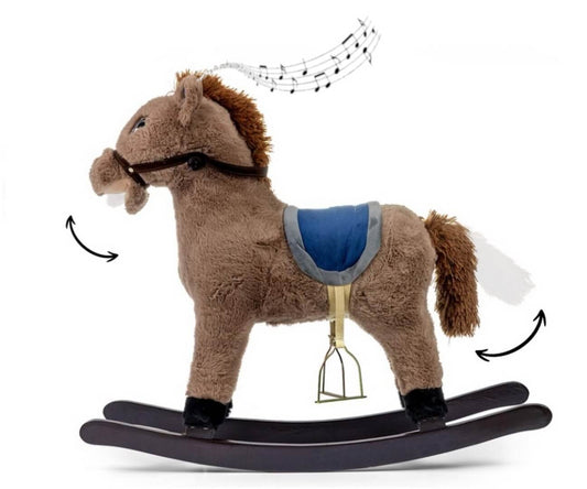 Milly Mally Pliušinis Supamas Arkliukas Su Garsais Ir Judesiais – 50 cm, Rudas Supamieji Arkliukai