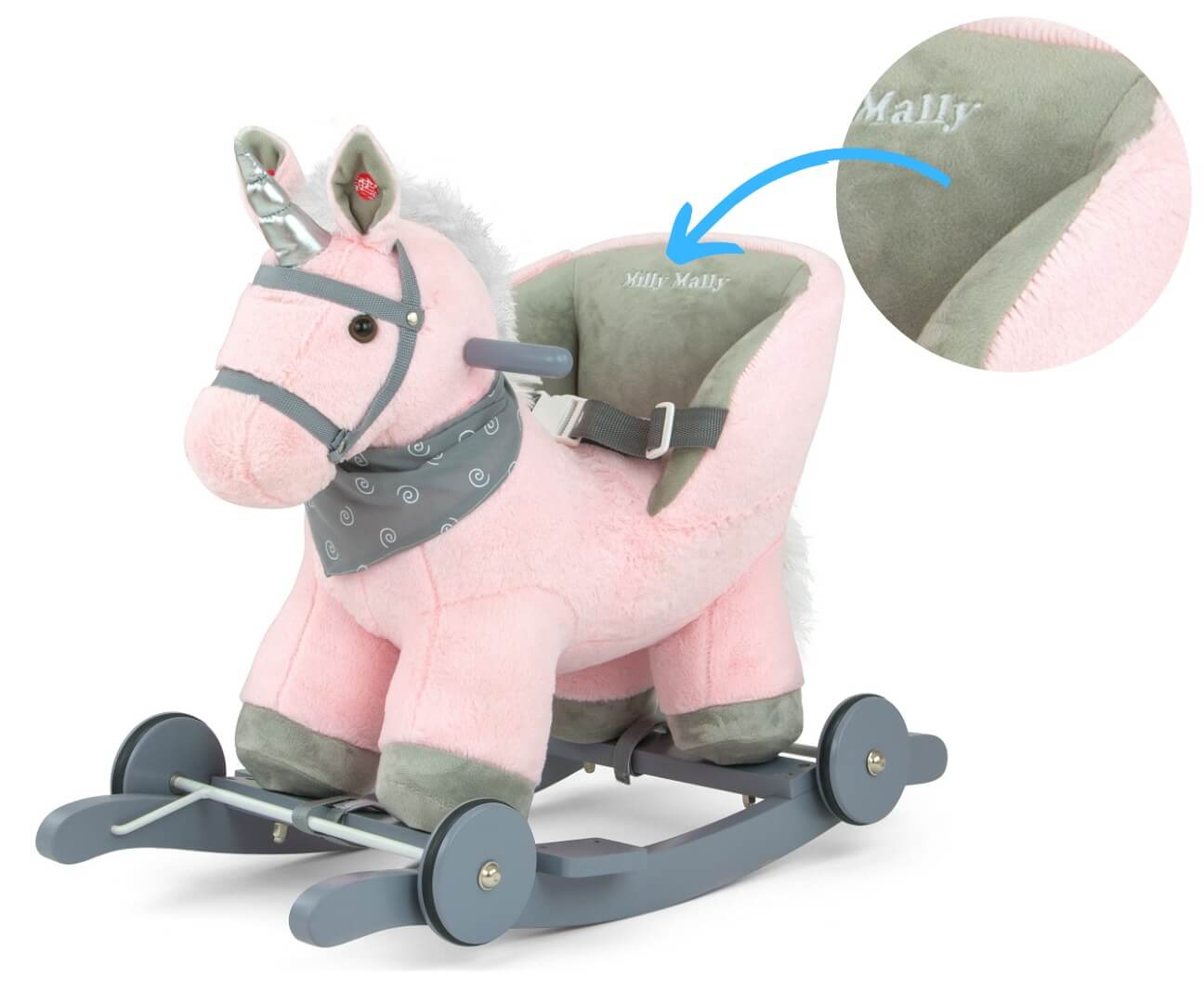 Milly Mally Pliušinis Supamasis Arkliukas Polly 2 Viename Su Ratukais – 61 cm Supamieji Arkliukai