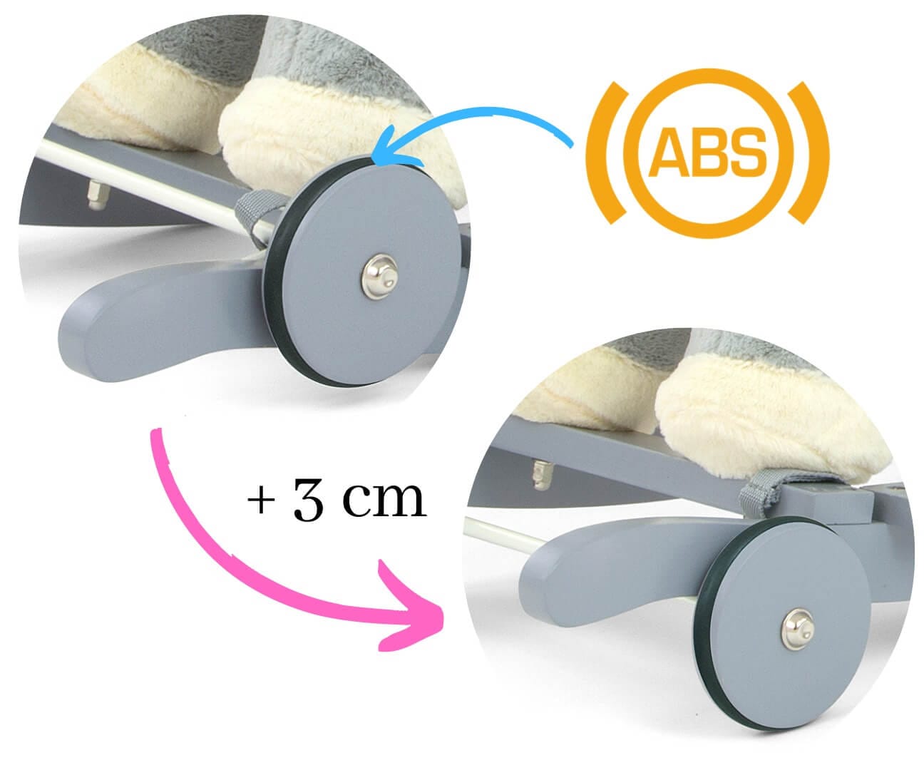 Milly Mally Pliušinis Supamasis Arkliukas Polly Su Ratukais – 61 cm, Beige Supamieji Arkliukai