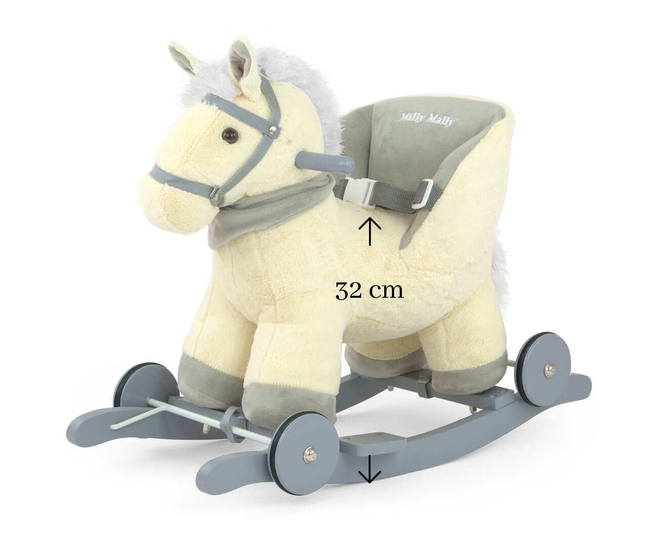 Milly Mally Pliušinis Supamasis Arkliukas Polly Su Ratukais – 61 cm, Beige Supamieji Arkliukai