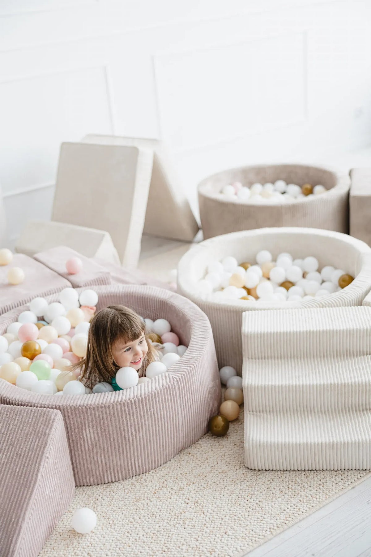 Minkšta 3 Dalių Rumbuoto Audinio Žaidimų Aikštelė Vaikams Minkštos Žaidimų Aikštelės