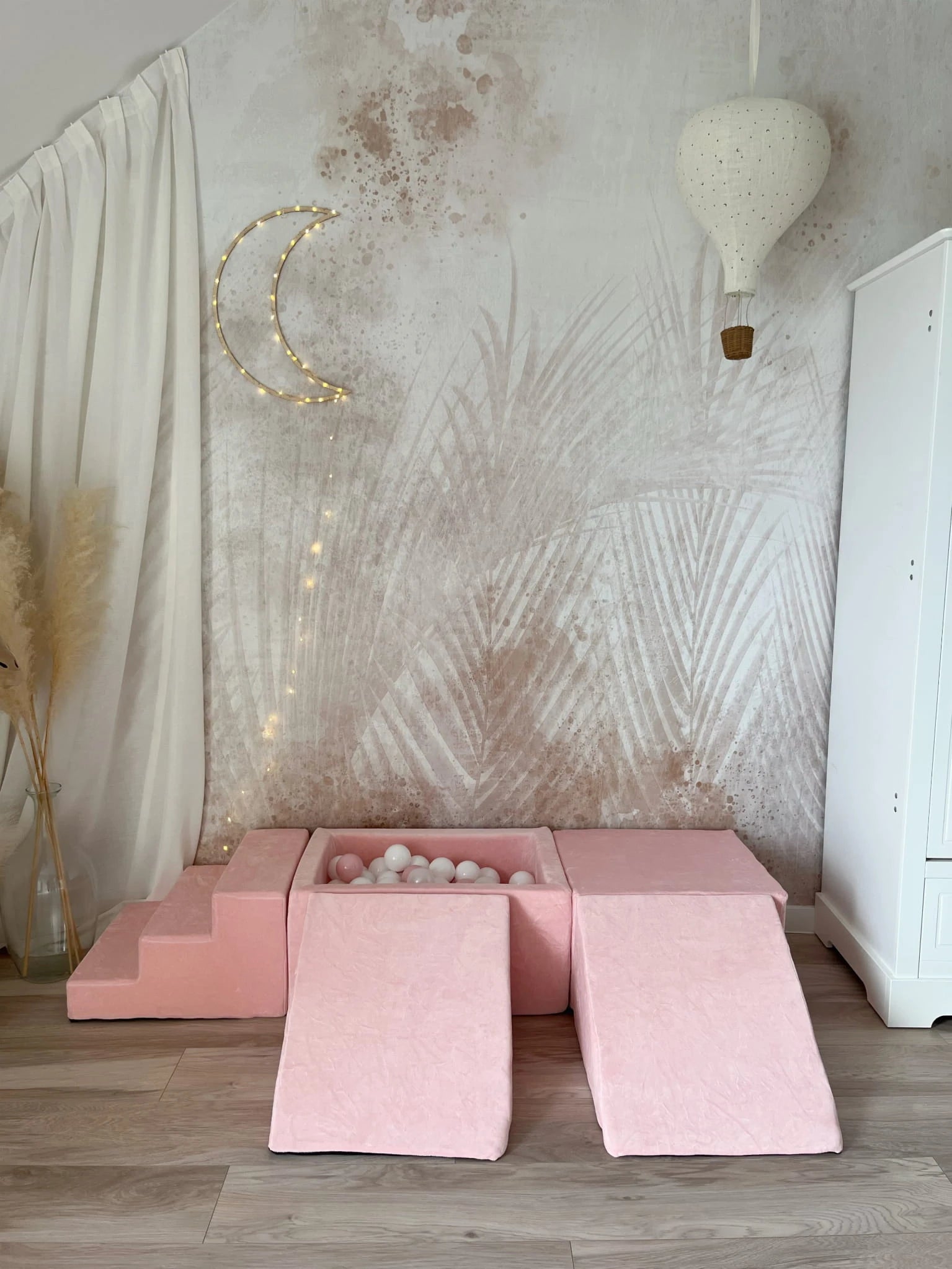 Minkšta 5 dalių Velvet žaidimų aikštelė su kamuoliukų baseinu – rožinė, nuotrauka 2