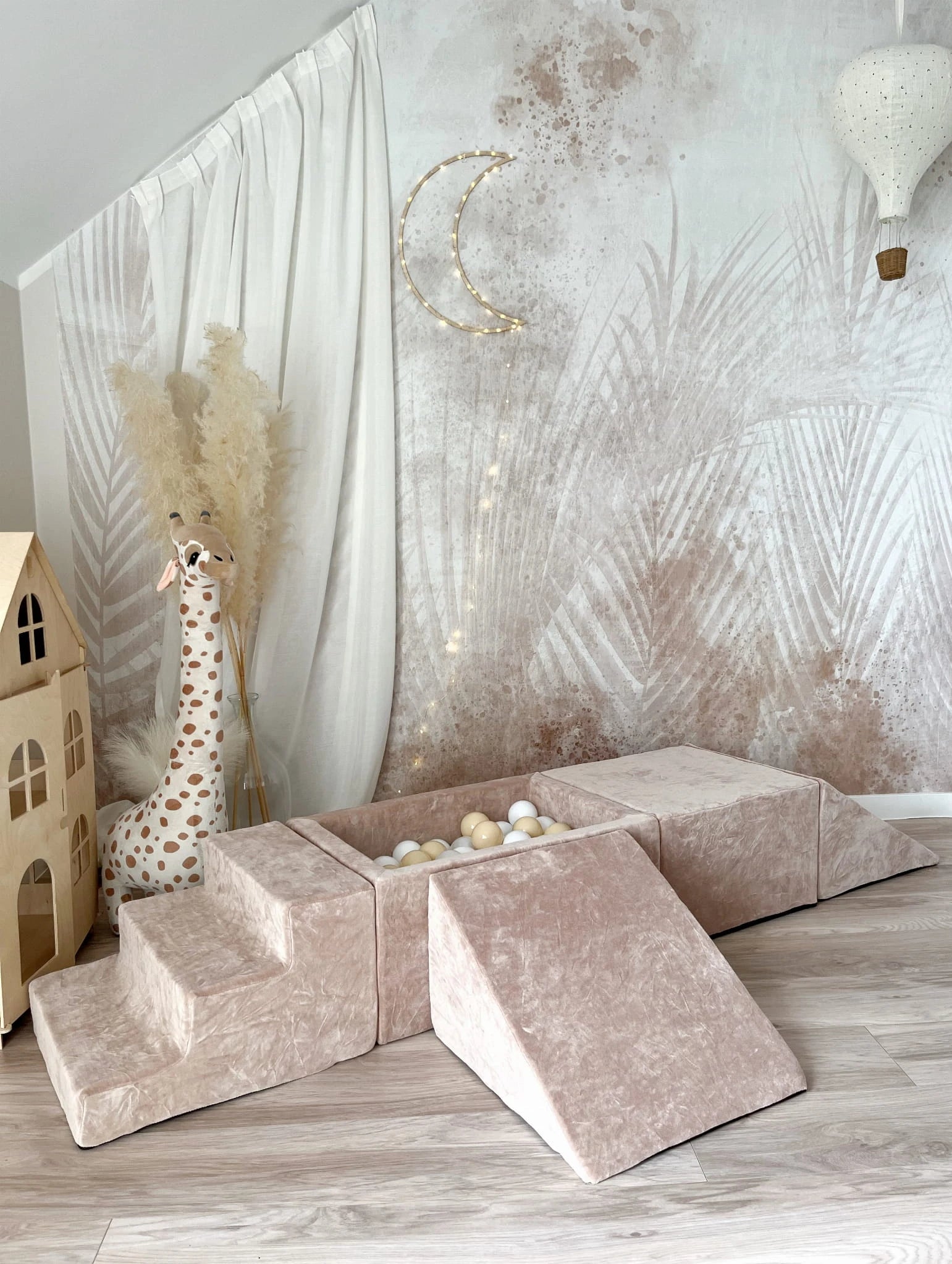 Minkšta 5 dalių Velvet žaidimų aikštelė su kamuoliukų baseinu – smėlio, nuotrauka 6