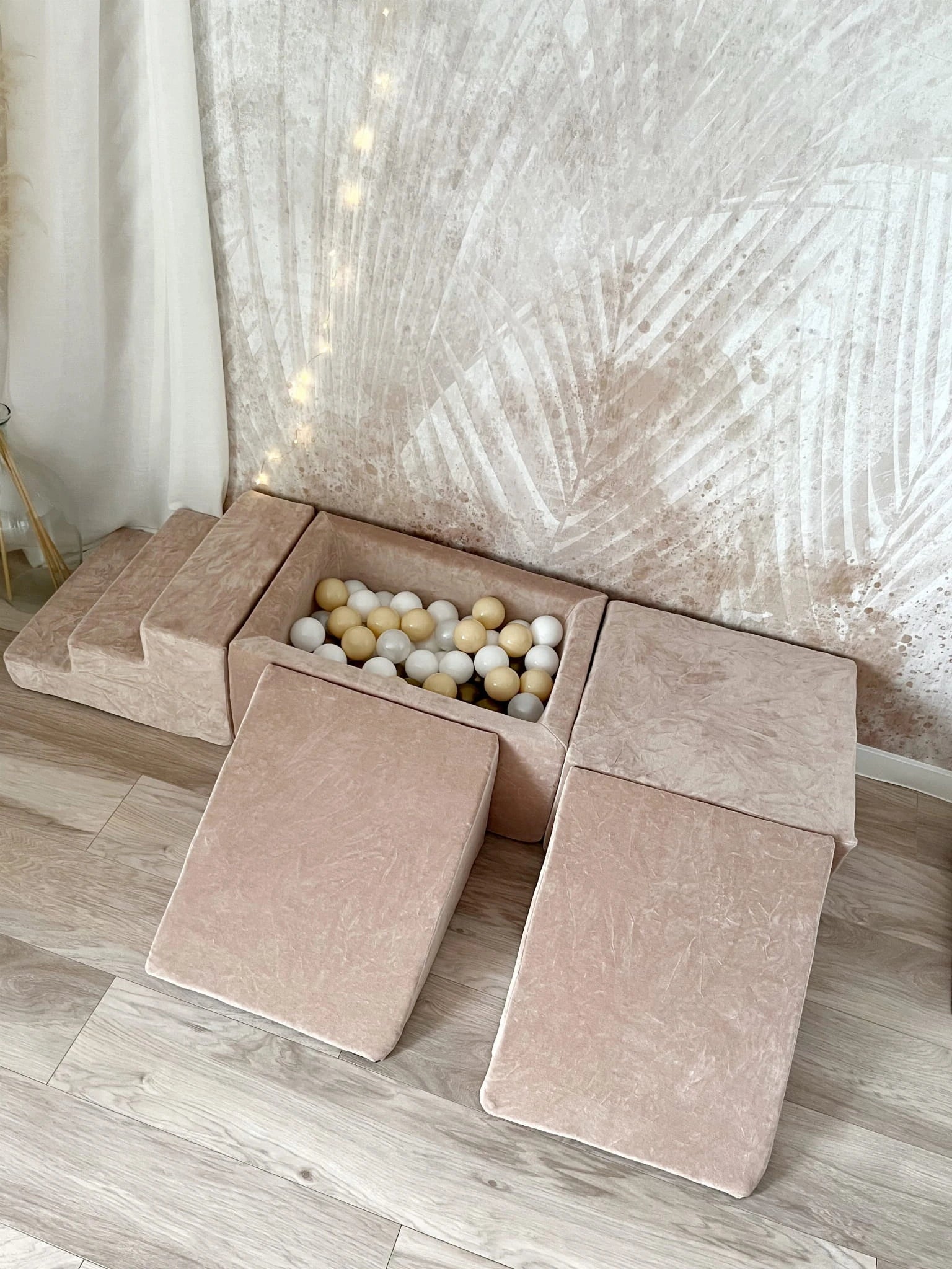Minkšta 5 dalių Velvet žaidimų aikštelė su kamuoliukų baseinu – smėlio, nuotrauka 8