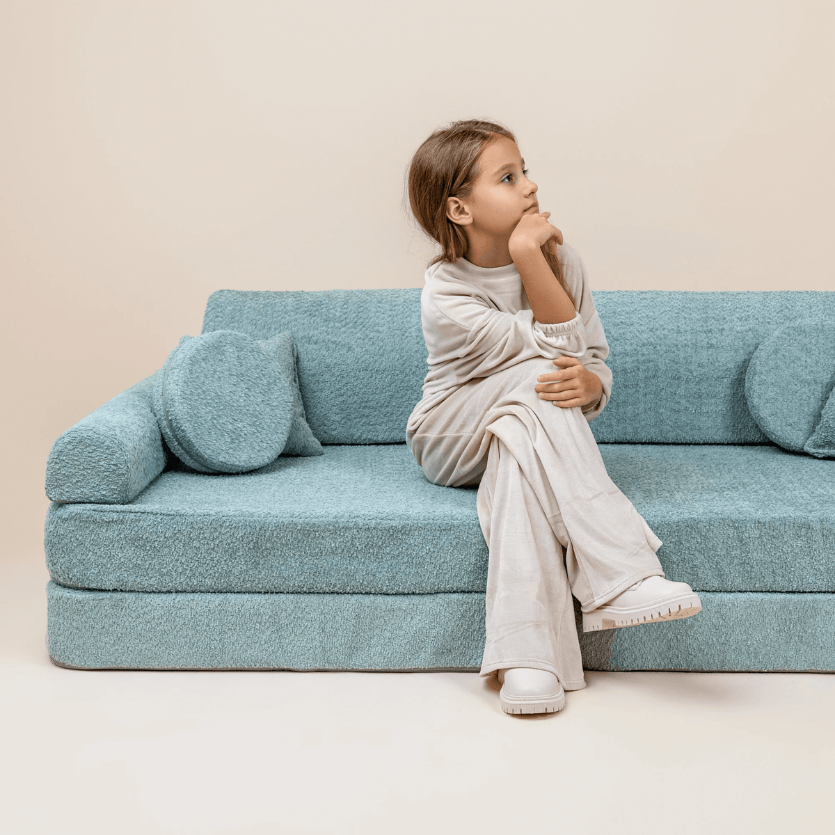 Modulinė Sofa Vaikams Boucle – 8 Elementai, 160 × 76 cm Modulinės sofos