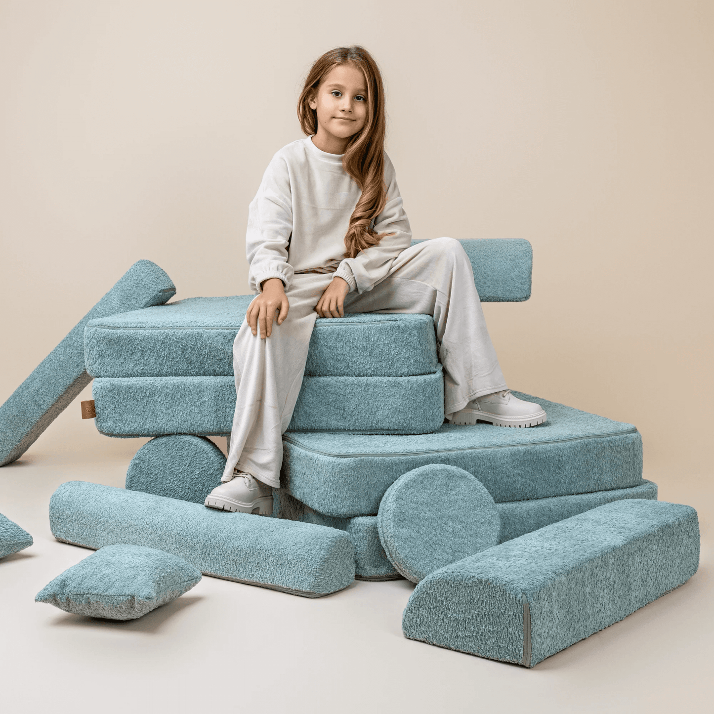 Modulinė Sofa Vaikams Boucle – 8 Elementai, 160 × 76 cm Modulinės sofos