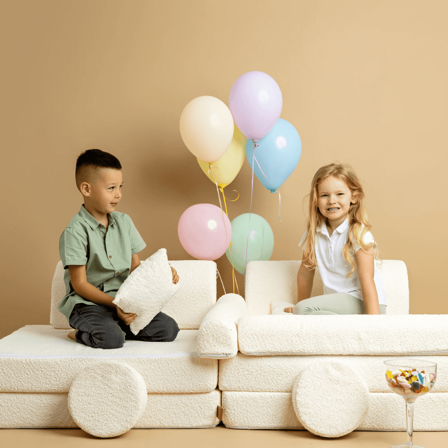 Modulinė Sofa Vaikams Boucle – 8 Elementai, 160 × 76 cm Modulinės sofos