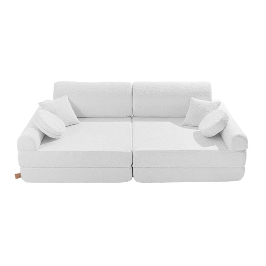 Modulinė Sofa Vaikams Boucle – 8 Elementai, 160 × 76 cm Modulinės sofos Balta