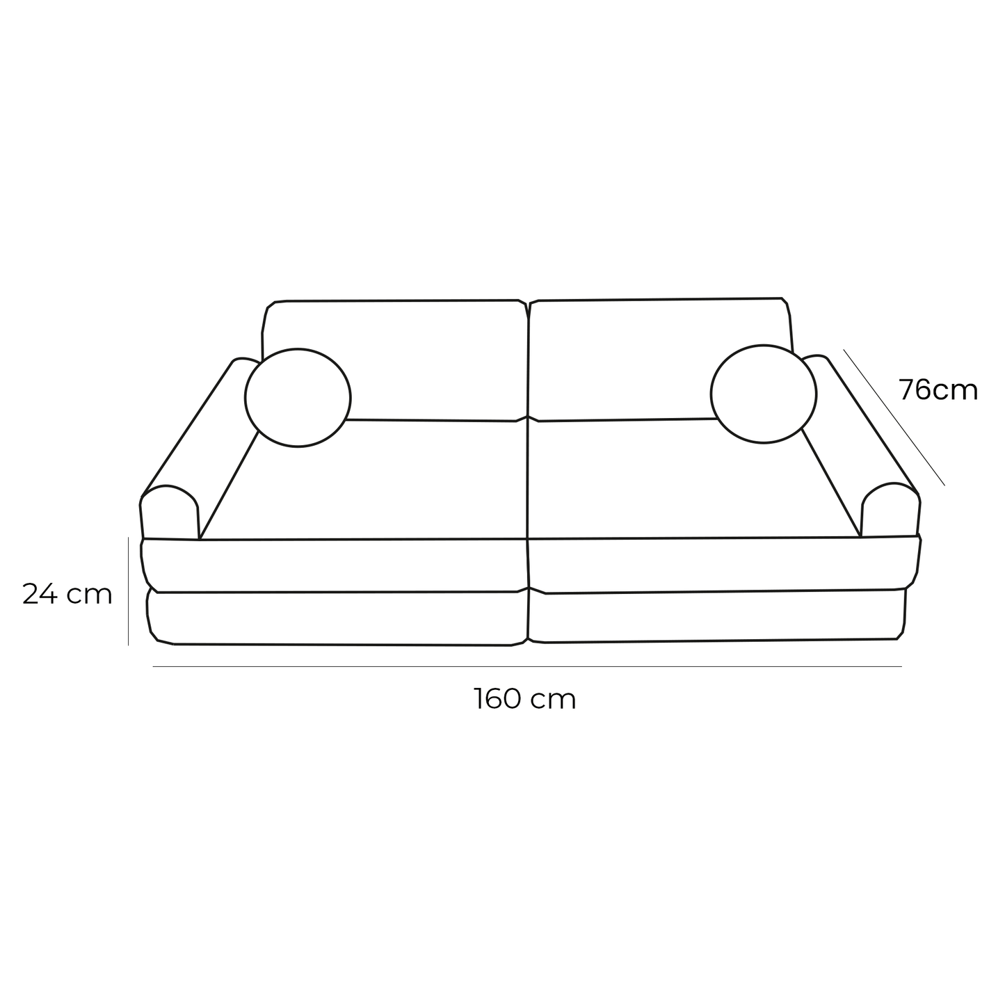 Modulinė Vaikiška Sofa MeowBaby Churros, 160 × 76 × 24 cm, 10 Dalių Modulinės sofos
