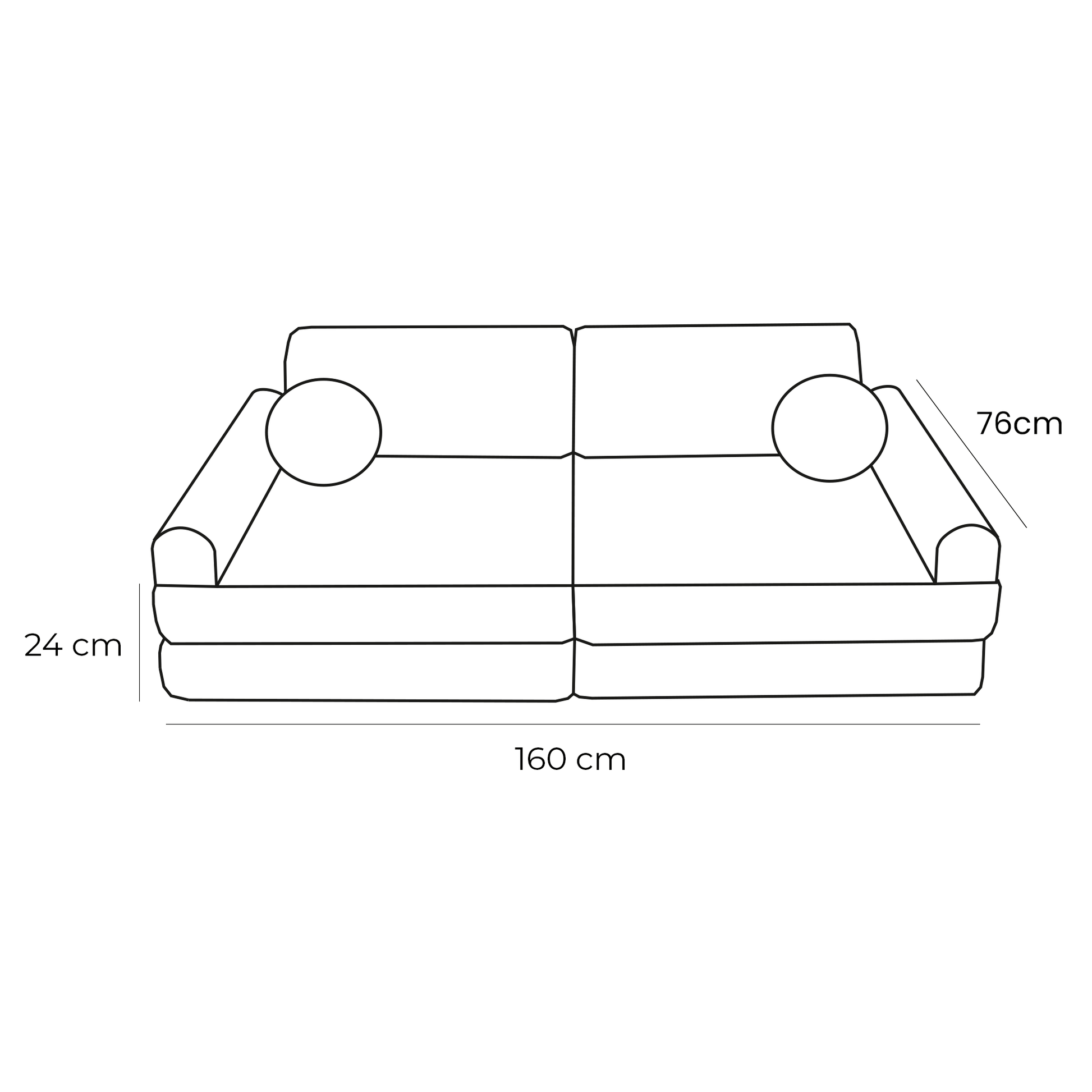 Modulinė Vaikiška Sofa MeowBaby Churros, 160 × 76 × 24 cm, 10 Dalių Modulinės sofos