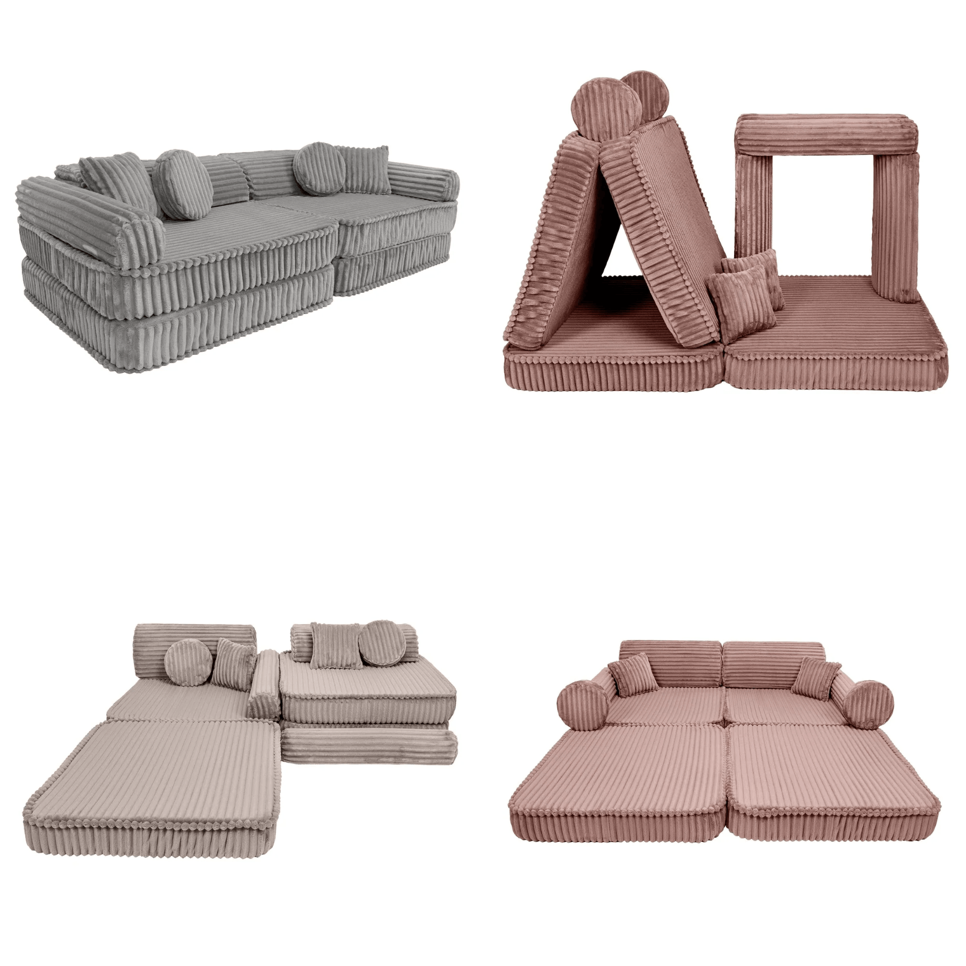 Modulinė Vaikiška Sofa MeowBaby Churros, 160 × 76 × 24 cm, 10 Dalių Modulinės sofos
