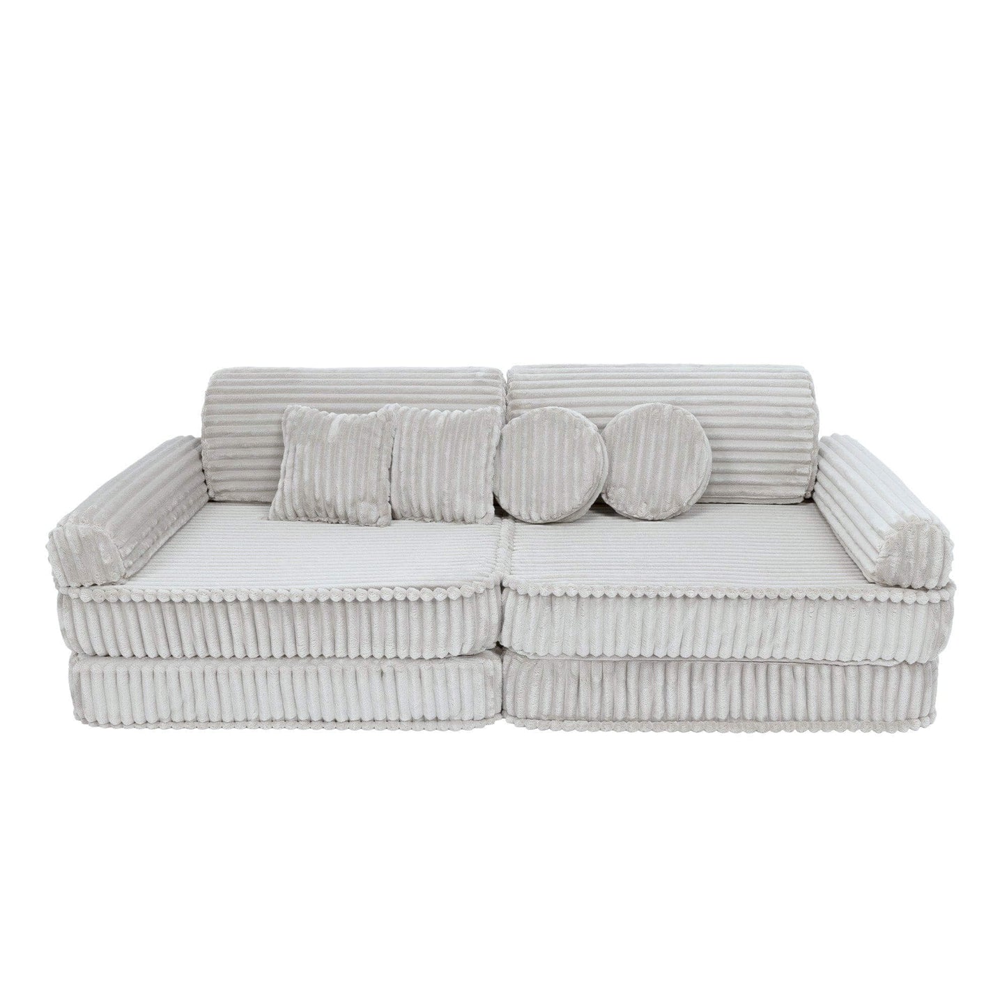 Modulinė Vaikiška Sofa MeowBaby Churros, 160 × 76 × 24 cm, 10 Dalių Modulinės sofos Cukraus vatos balta