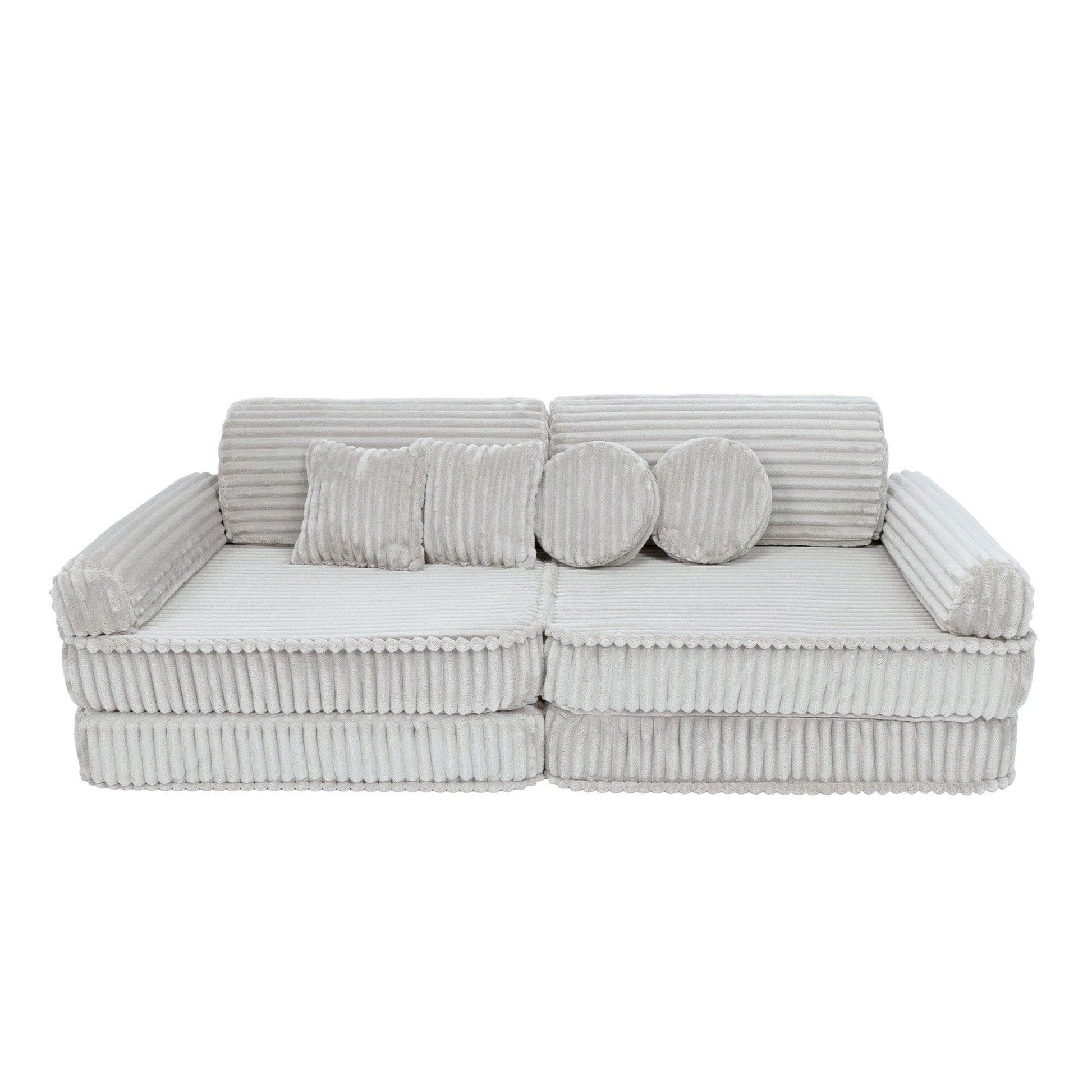 Modulinė Vaikiška Sofa MeowBaby Churros, 160 × 76 × 24 cm, 10 Dalių Modulinės sofos Cukraus vatos balta
