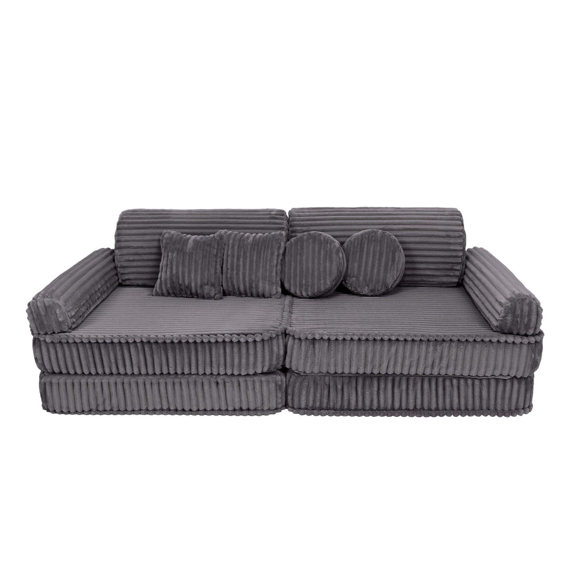 Modulinė Vaikiška Sofa MeowBaby Churros, 160 × 76 × 24 cm, 10 Dalių Modulinės sofos Juros periodo pilka