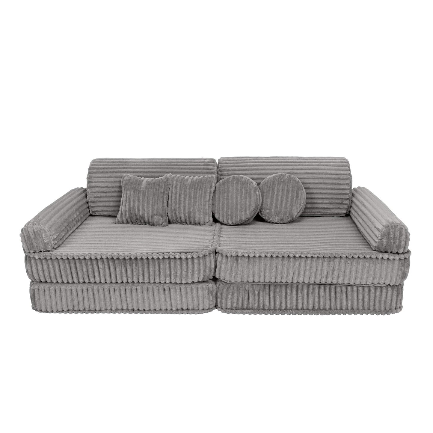 Modulinė Vaikiška Sofa MeowBaby Churros, 160 × 76 × 24 cm, 10 Dalių Modulinės sofos Pilka