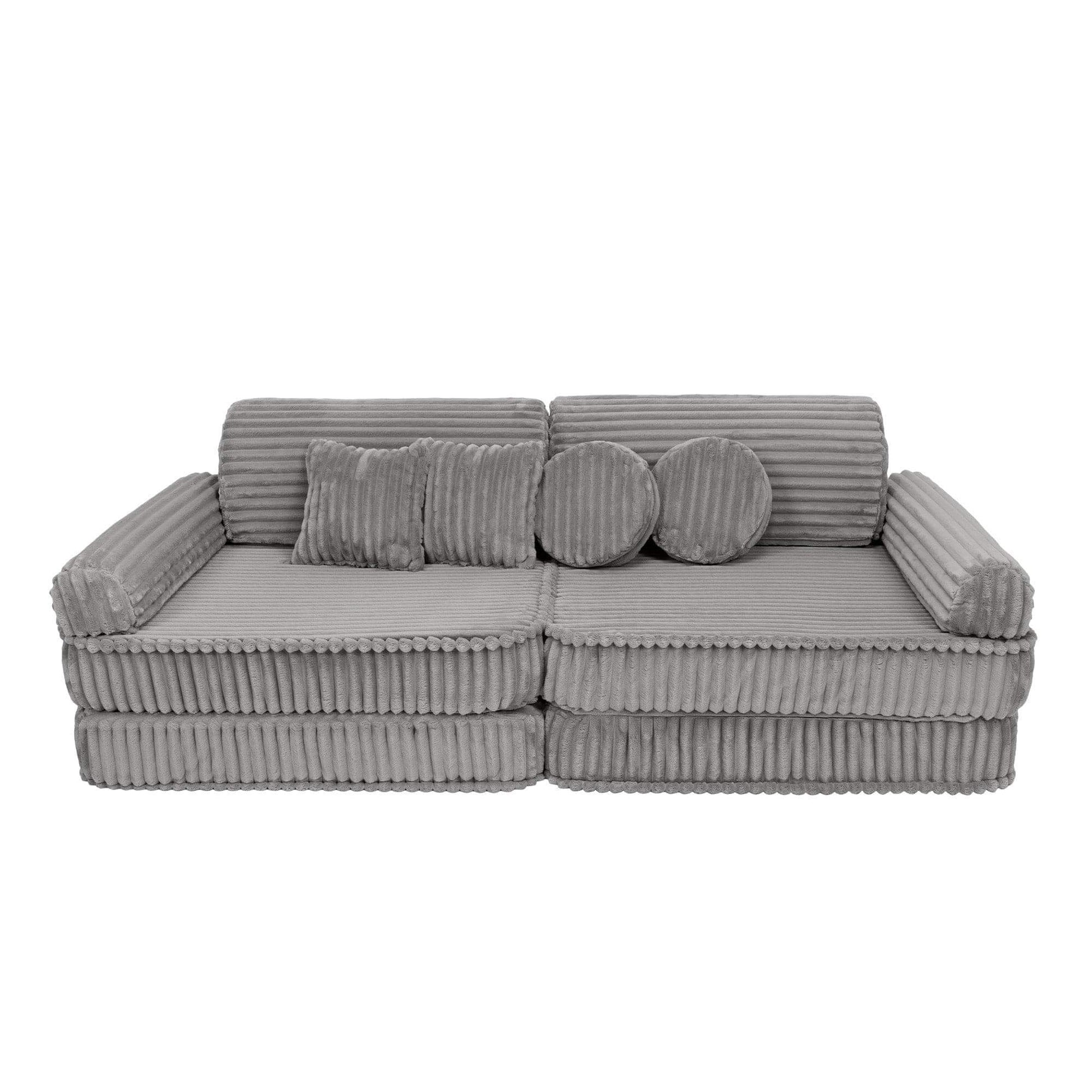 Modulinė Vaikiška Sofa MeowBaby Churros, 160 × 76 × 24 cm, 10 Dalių Modulinės sofos Pilka
