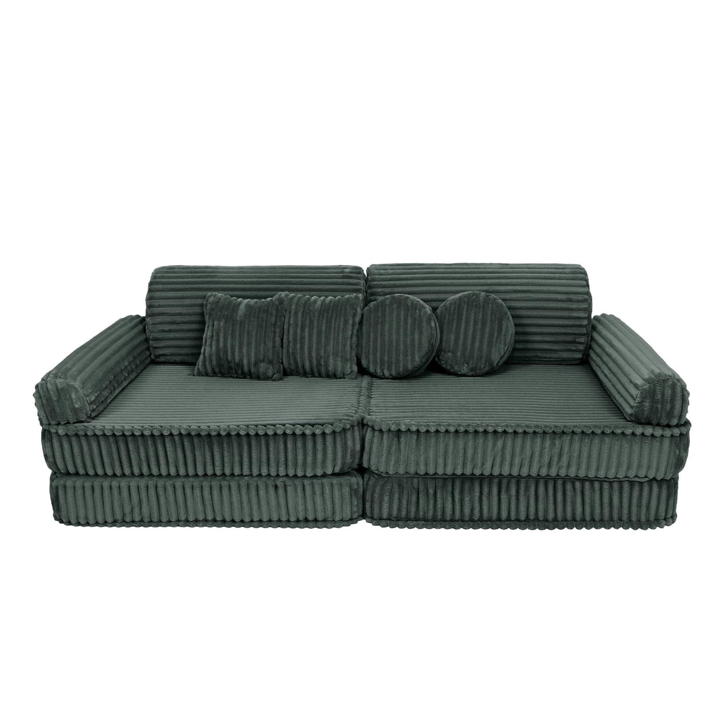 Modulinė Vaikiška Sofa MeowBaby Churros, 160 × 76 × 24 cm, 10 Dalių Modulinės sofos Pušų miško žalia