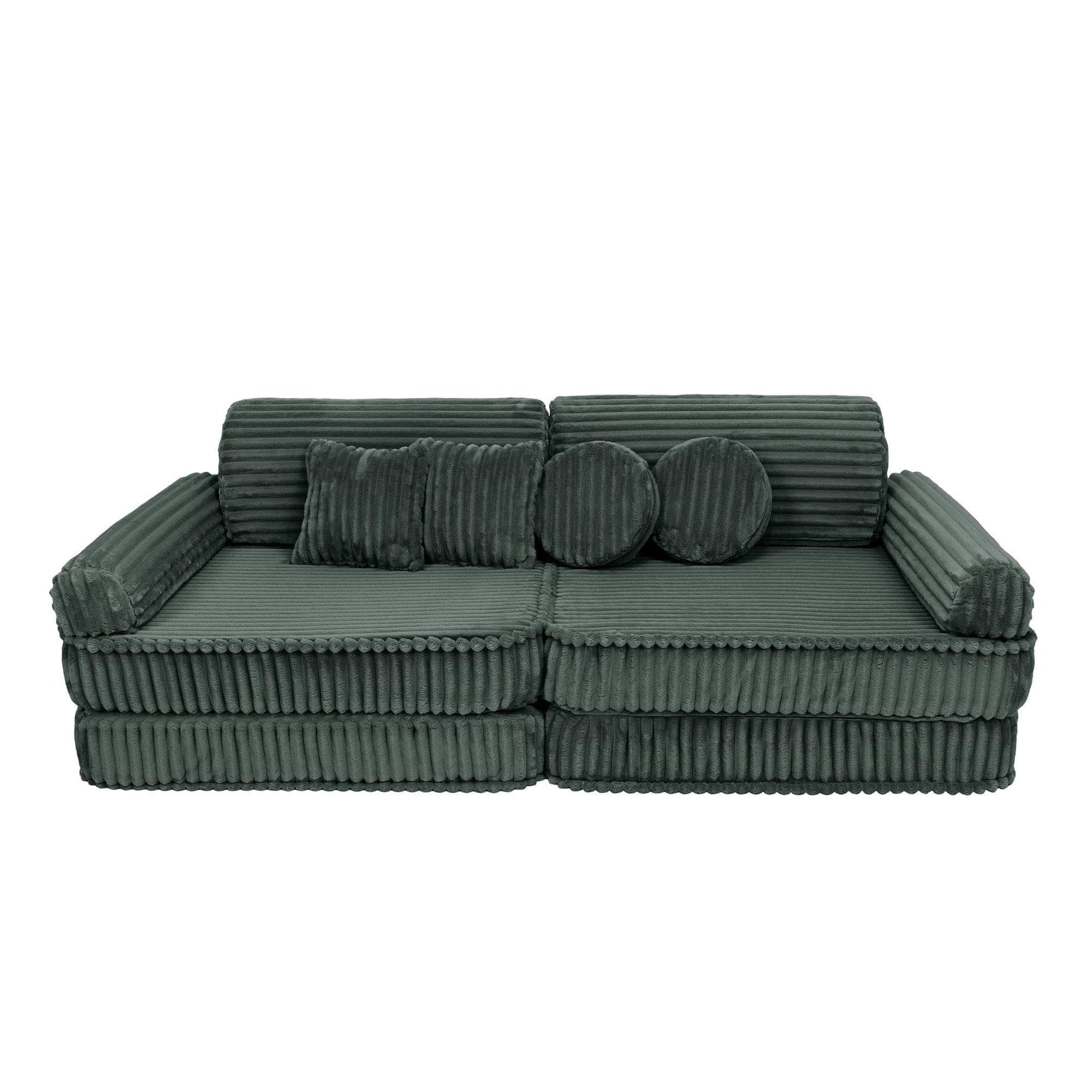 Modulinė Vaikiška Sofa MeowBaby Churros, 160 × 76 × 24 cm, 10 Dalių Modulinės sofos Pušų miško žalia