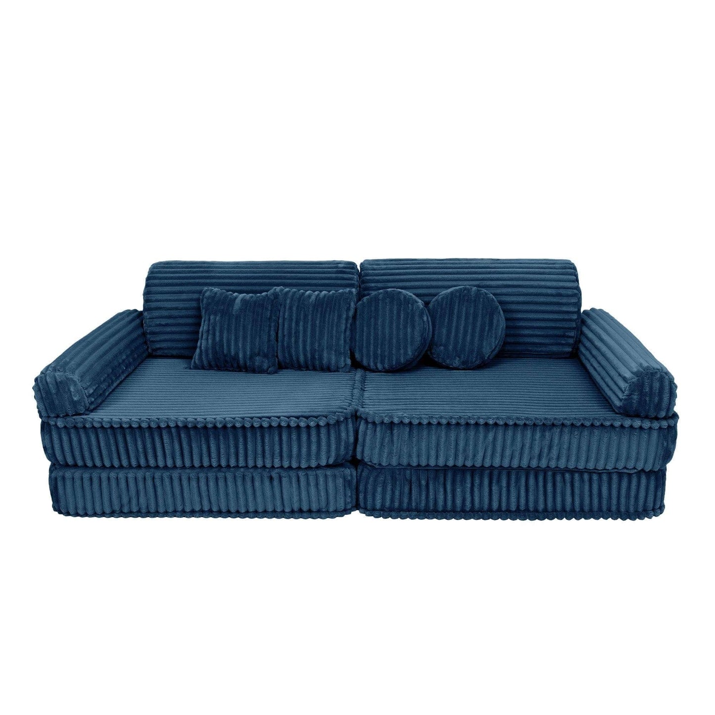 Modulinė Vaikiška Sofa MeowBaby Churros, 160 × 76 × 24 cm, 10 Dalių Modulinės sofos Vidurnakčio mėlyna