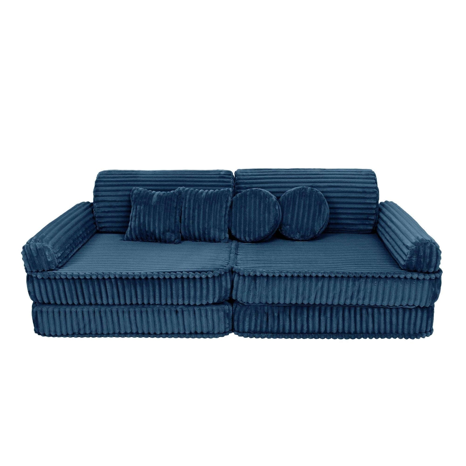 Modulinė Vaikiška Sofa MeowBaby Churros, 160 × 76 × 24 cm, 10 Dalių Modulinės sofos Vidurnakčio mėlyna