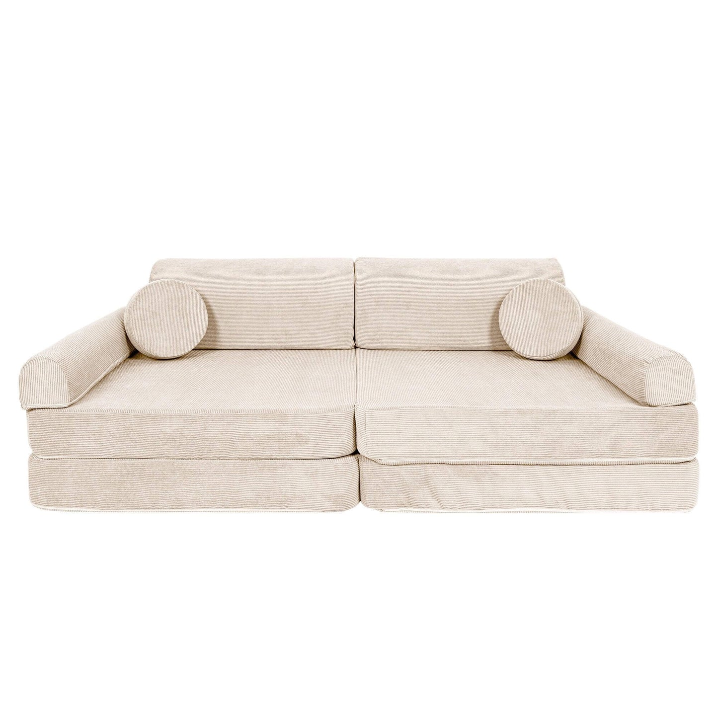 Modulinė Vaikiška Sofa MeowBaby Slimcord, 160 × 76 × 24 cm, 8 dalys Modulinės sofos Kreminė
