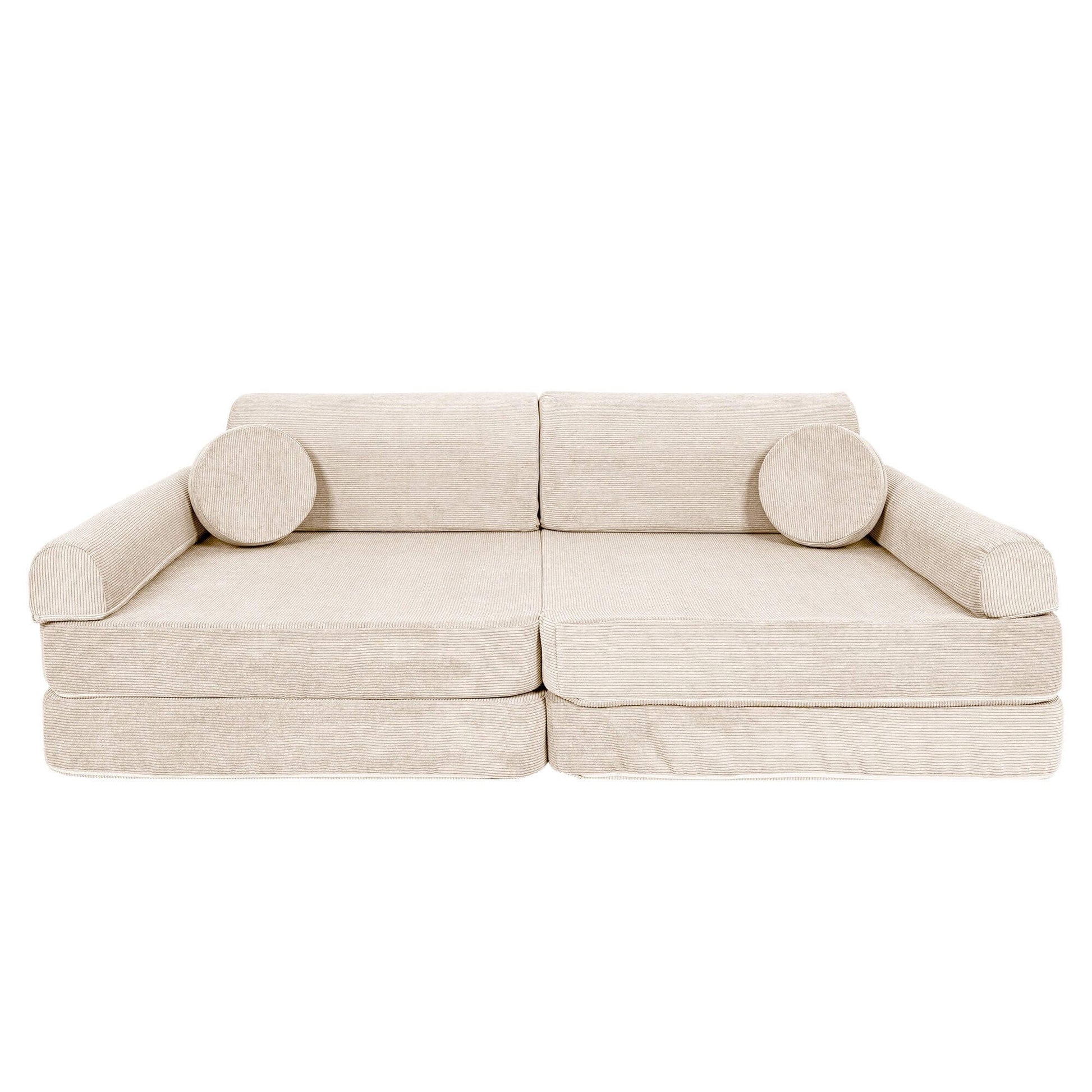 Modulinė Vaikiška Sofa MeowBaby Slimcord, 160 × 76 × 24 cm, 8 dalys Modulinės sofos Kreminė