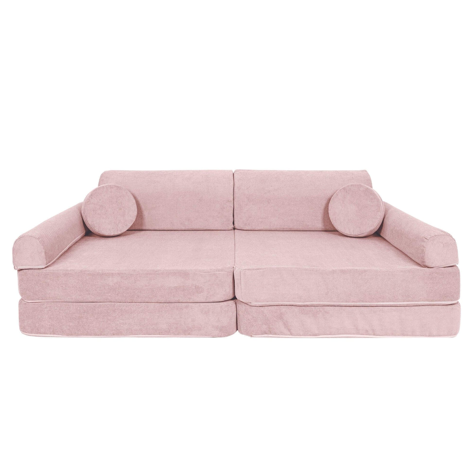 Modulinė Vaikiška Sofa MeowBaby Slimcord, 160 × 76 × 24 cm, 8 dalys Modulinės sofos Rožinė