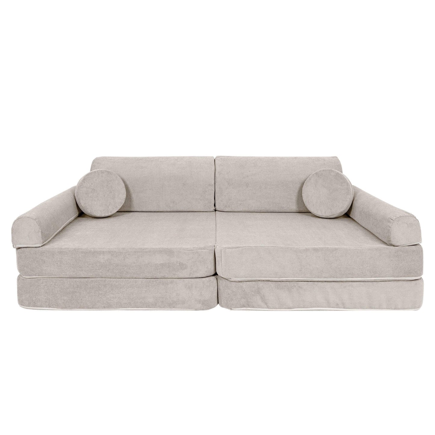 Modulinė Vaikiška Sofa MeowBaby Slimcord, 160 × 76 × 24 cm, 8 dalys Modulinės sofos Šviesi pilka