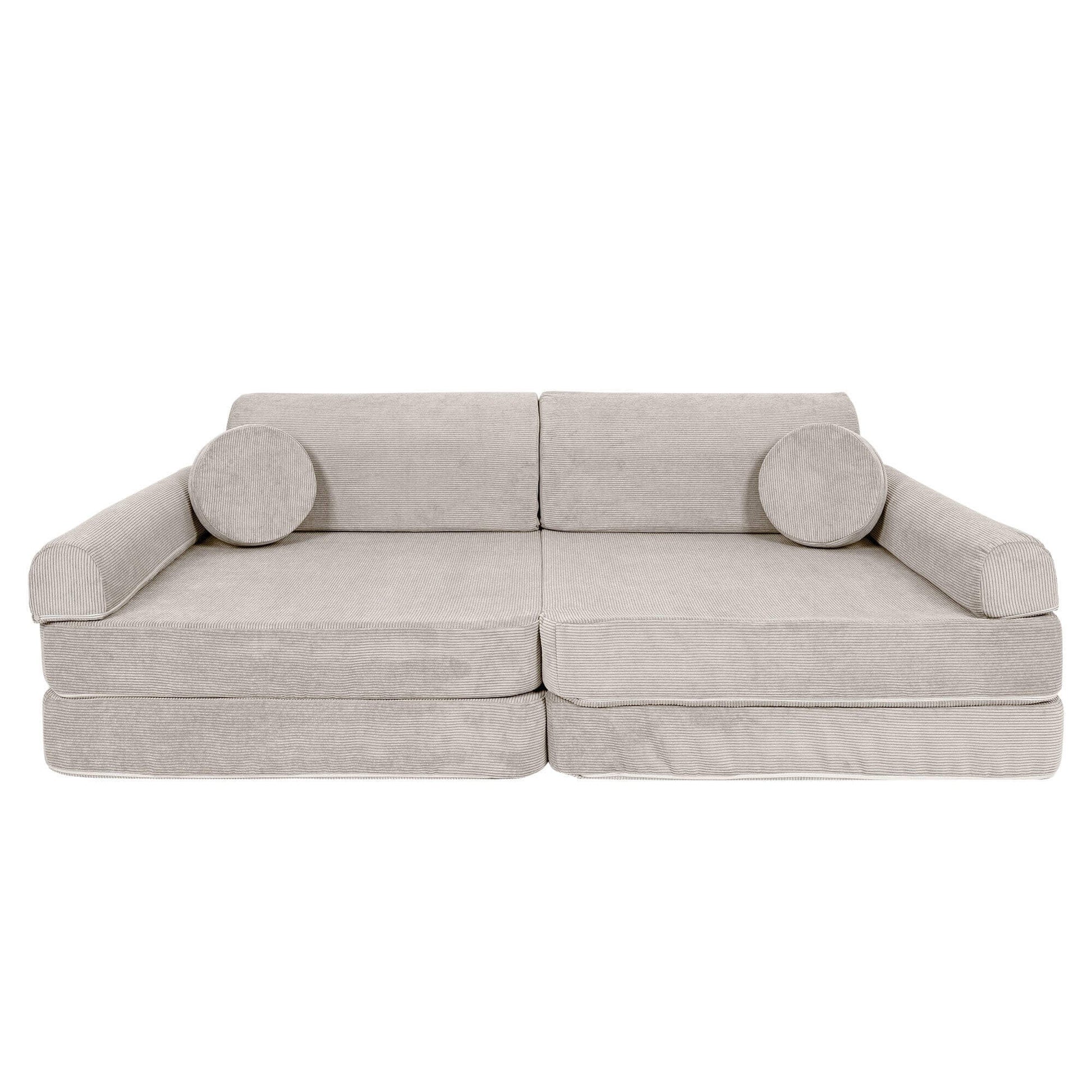 Modulinė Vaikiška Sofa MeowBaby Slimcord, 160 × 76 × 24 cm, 8 dalys Modulinės sofos Šviesi pilka