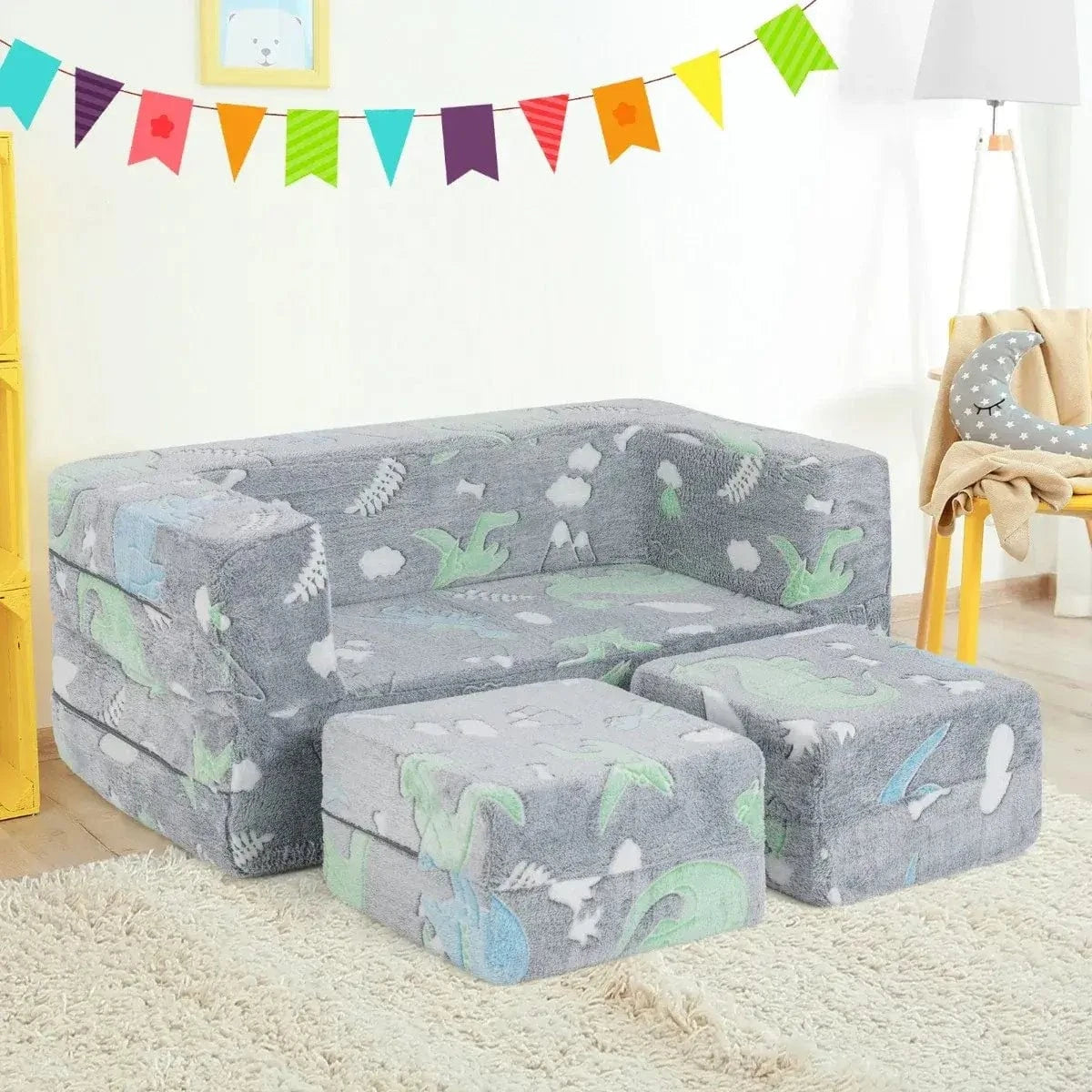 Modulinė Vaikiška Sofa Su Tamsoje Šviečiančiais Raštais Modulinės sofos