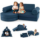 Modulinė Vaikiška Sofa Žaidimams Ir Statyboms 14 Dalių, Navy Mėlyna Modulinės sofos
