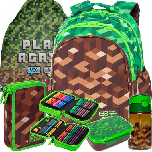 Mokyklinis Rinkinys 5in1 Kuprinė 39 cm Minecraft Coolpack Daug Kitų Priedų Kuprinės