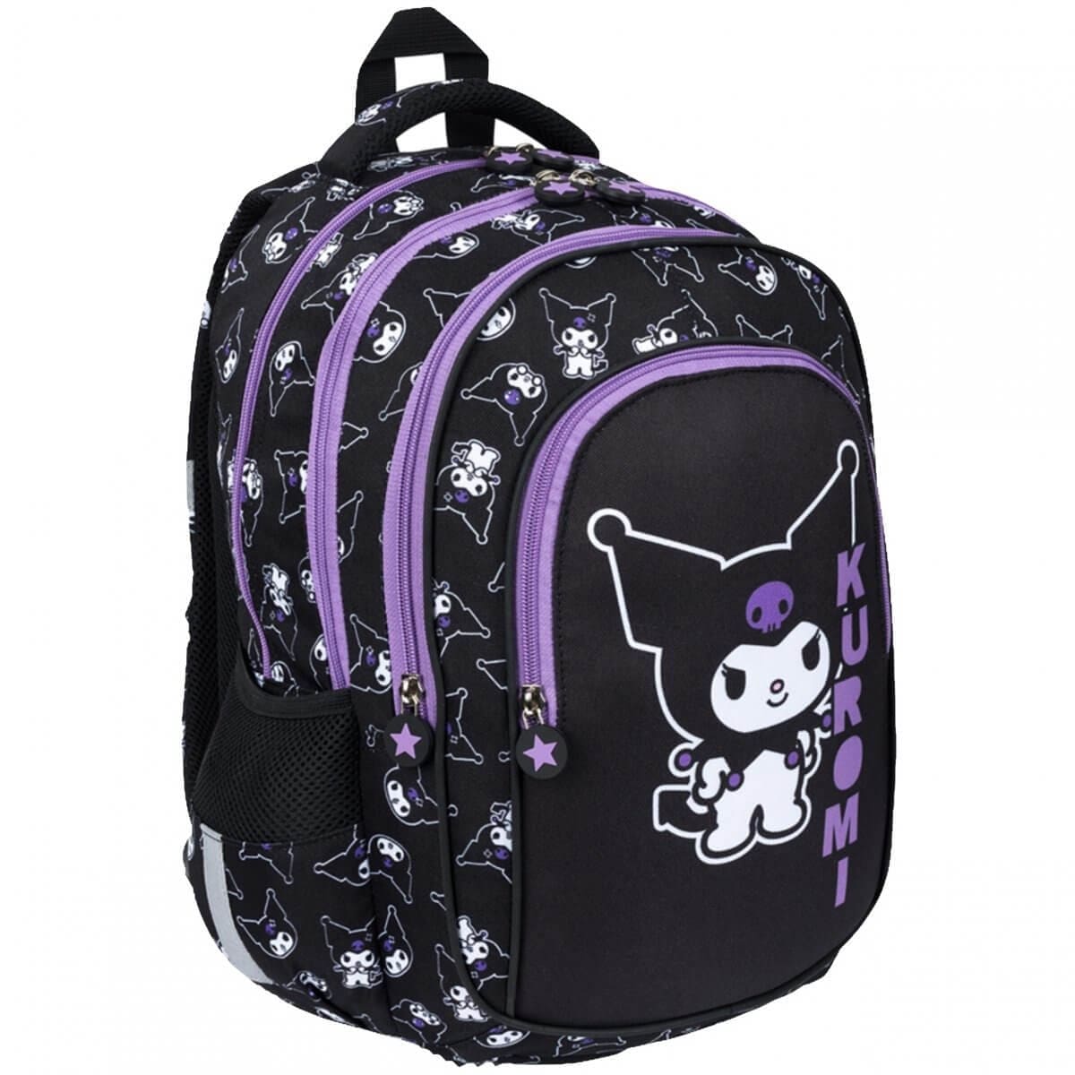 Mokyklinis Rinkinys Kuprinė Su Kuromi Dizainu Ir Priedais Mokyklai 40x28x18 cm Kuprinė Rinkinys