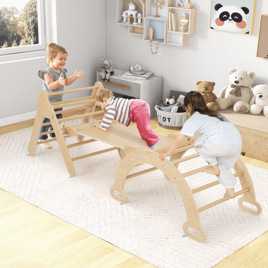 Montessori Laipynė Rinkinys 3in1 Su Čiužinuku Medinis 89 x 52 x 44 cm Sūpynės ir Žaidimų Aikštelės