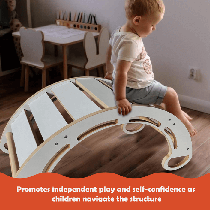 Montessori Medinė Laipiojimo Arka Su Čiuožykla 2in1 85 cm Sūpynės ir Žaidimų Aikštelės
