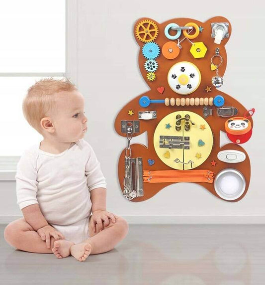 Montessori Veiklos Lenta Meškiukas 40 × 30cm Sensorinės Veiklos Lentos