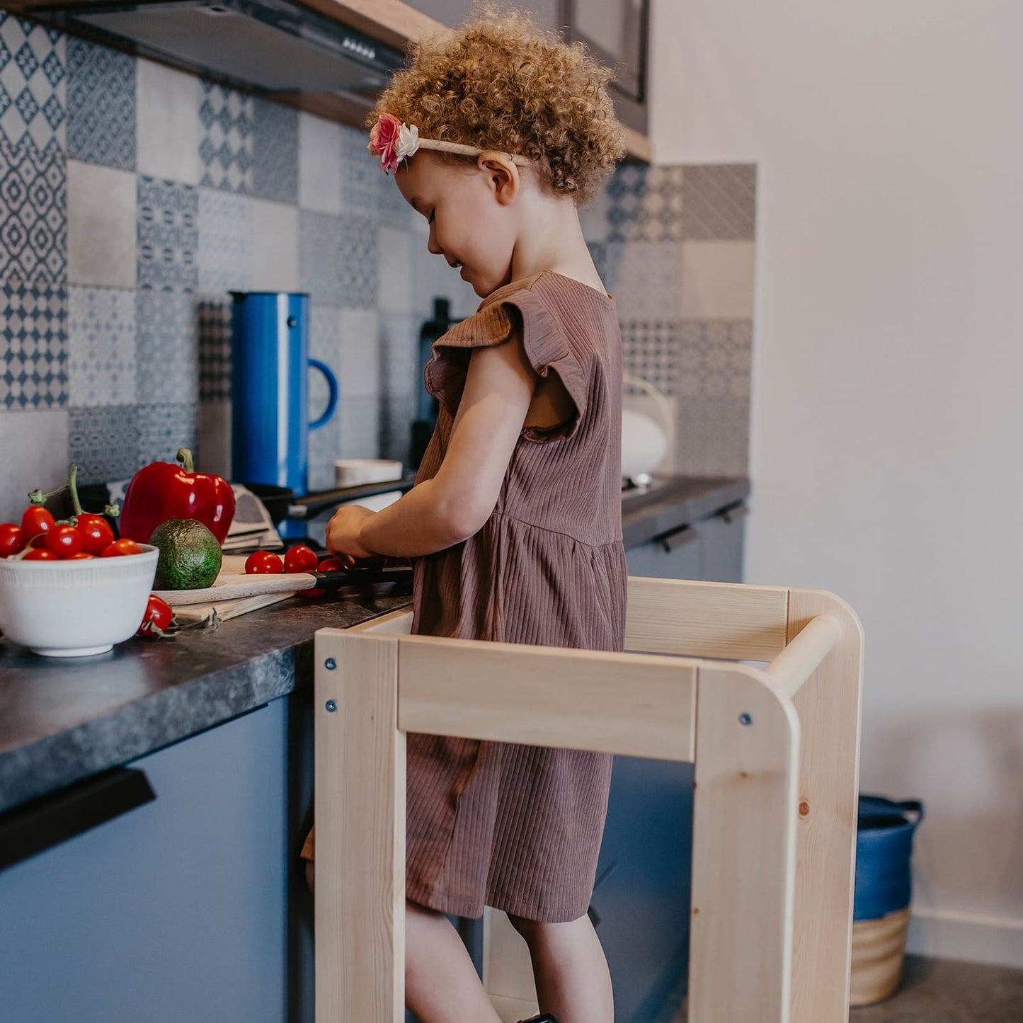 MeowBaby Montessori virtuvės bokštelis – natūrali, standartinis, vaizdas 7