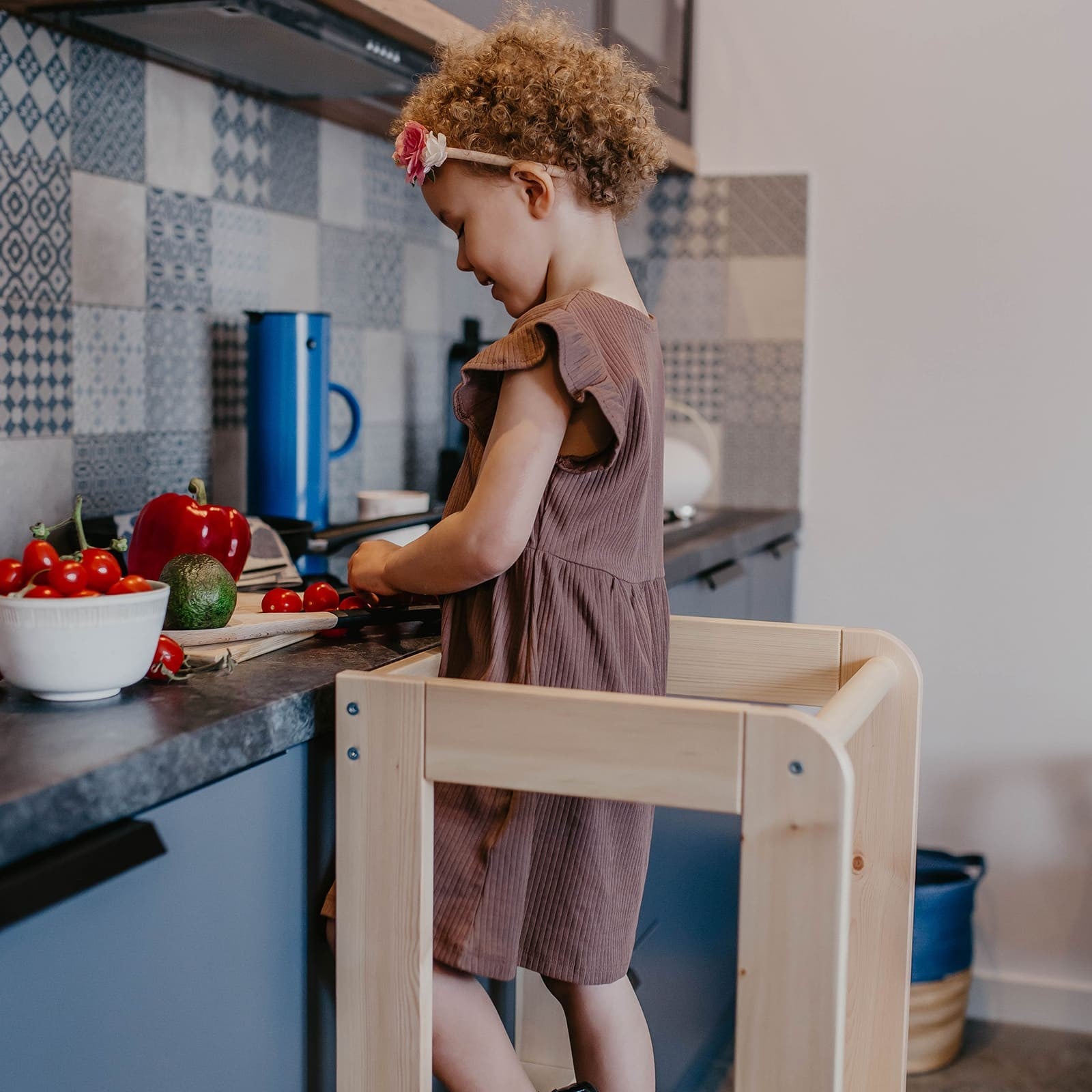 MeowBaby Montessori virtuvės bokštelis – natūrali, standartinis, vaizdas 7