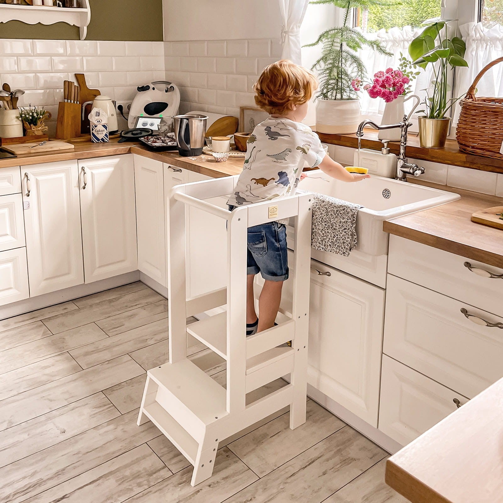 MeowBaby Montessori virtuvės bokštelis – balta, standartinis, vaizdas 8