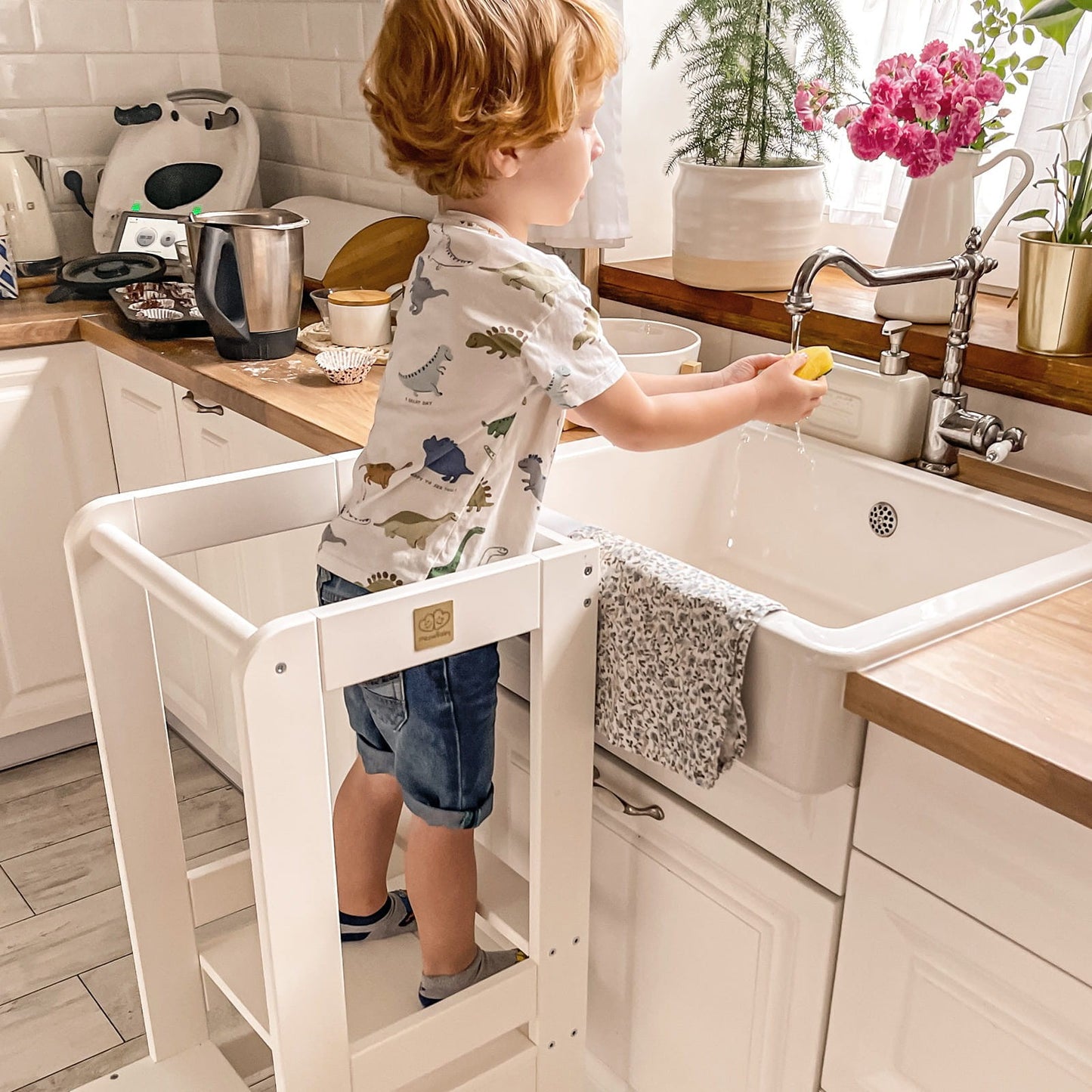 MeowBaby Montessori virtuvės bokštelis – balta, standartinis, vaizdas 9