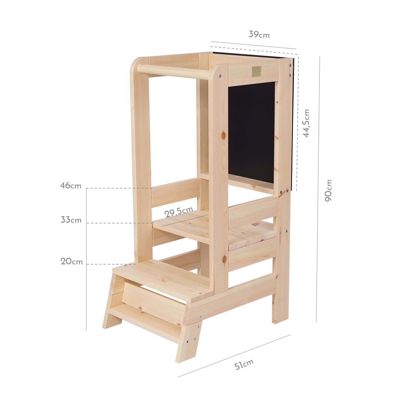 MeowBaby Montessori virtuvės bokštelis – natūrali, su piešimo lenta, vaizdas 4