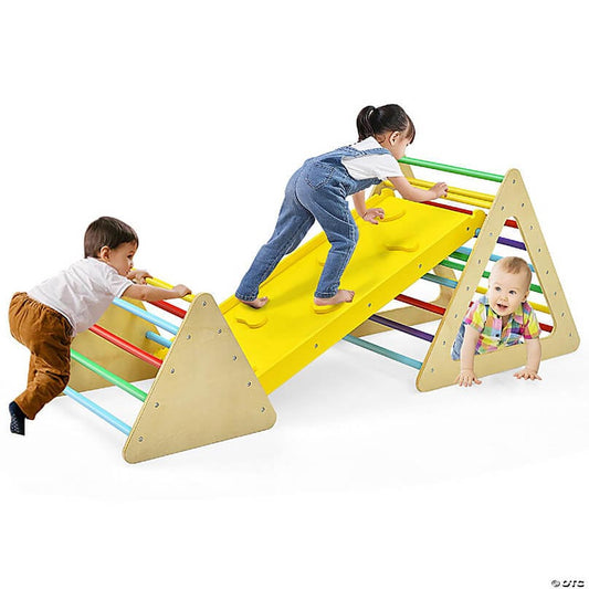 Montessori Žaidimų Aikštelė Pikler Trikampis Kopėčių ir lieptelio komplektas 3in1 Montessori Žaidimų Aikštelės