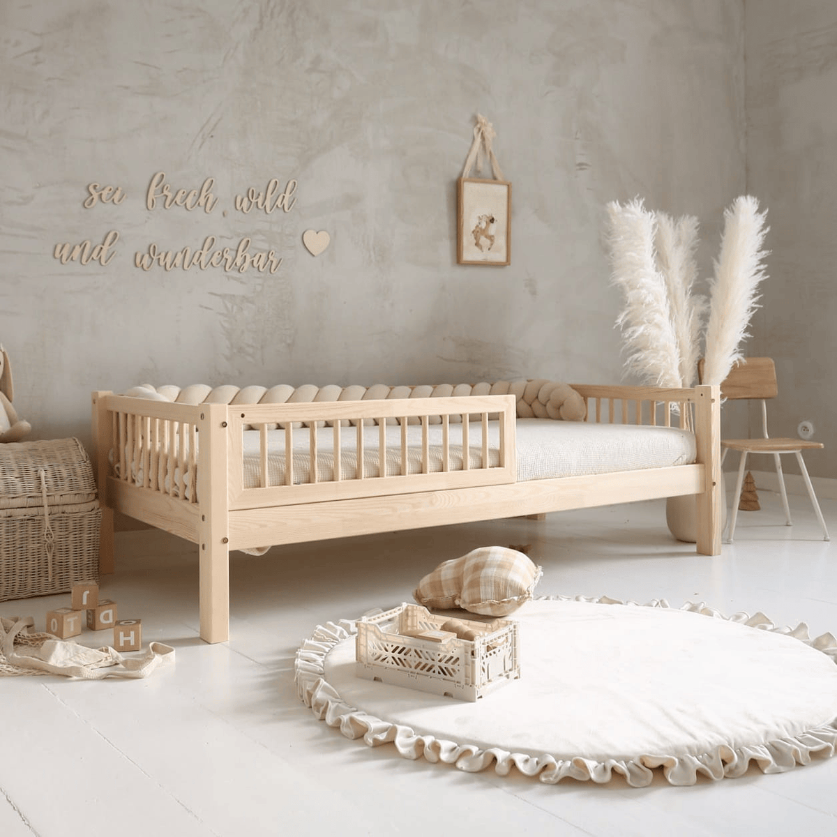 Natūrali vaikiška lova Basic 200 × 90 cm su tvorele Lovos Vienvietės