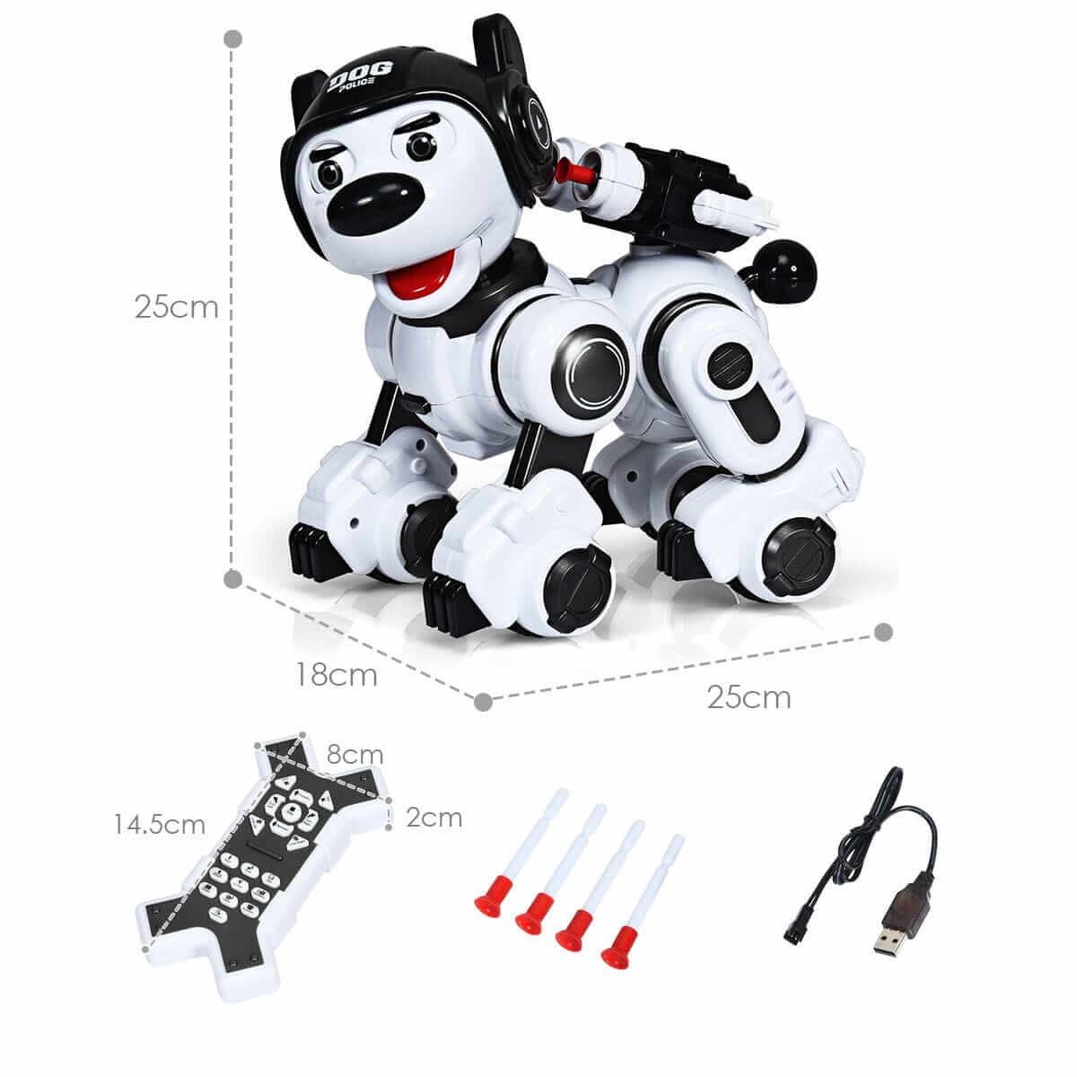 Nuotoliniu Būdu Valdomas Judantis Lojantis ir Mirksintis Robotas Šuo Juodas Interaktyvūs Žaislai
