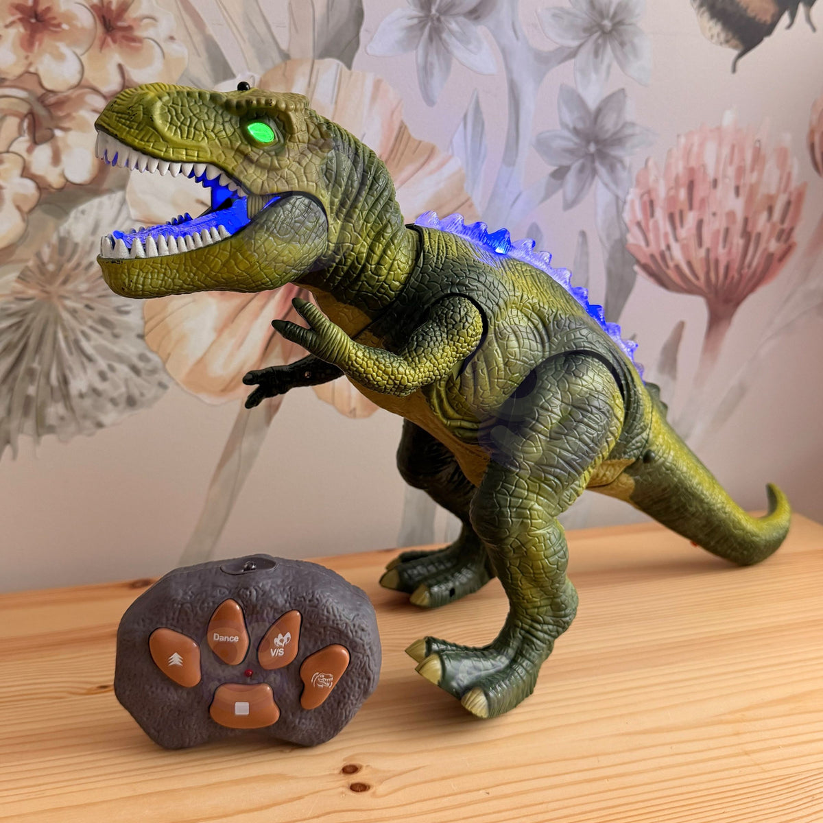 Interaktyvus T-Rex robotas su šviesos ir garso efektais